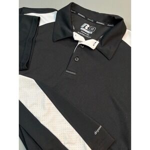 New Russell Athletic Polo shirt Men Dri Power  Training Black White Stretch L‎